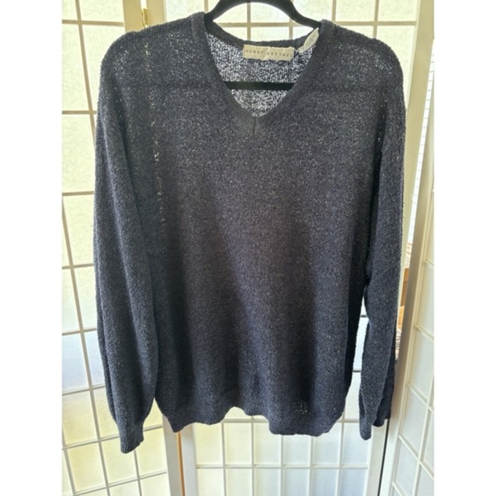 Vintage Henry Grethel  Blue Wool Blend Women's Sweater L  Lagenlook  Minimalist